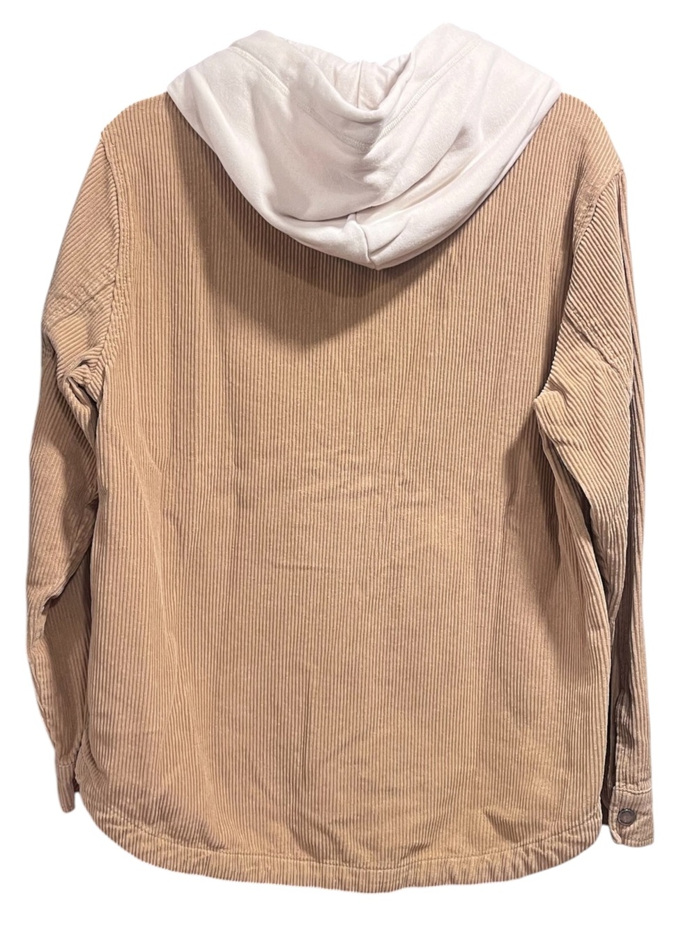 Hollister Hooded Corduroy Shacket Jacket Tan Snap Front Women’s Small - Picture 3 of 8